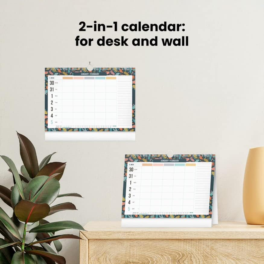 Calendar de birou 2023, calendar de flip desktop, planificator săptămânal în picioare, calendarul de susținere pentru casă
