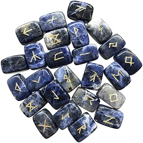 Fekuar Natural Green Jade Rune Stones Set, în vârstă gravat, futhark viking alfabet runes pietre prețioase chakra echilibrat