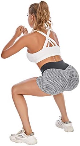 Pantaloni scurți de yoga cu talie înaltă pentru femei Ruched Booty Butt Rising Fitness Antrenament care rulează pantaloni scurți