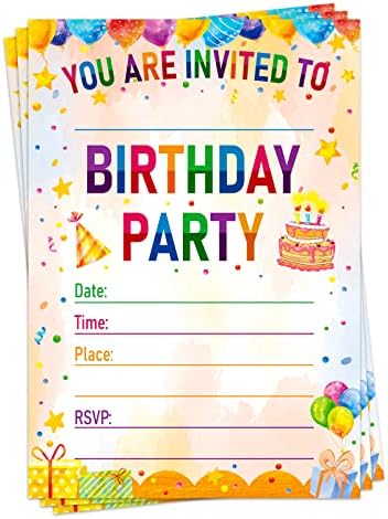 FSAOOR 30 pachet pentru petreceri de naștere invitații pentru copii pentru copii 5 x7 tort invitații pentru petrecerea zilei de naștere pentru băieți pentru fete petrecerea zilei de naștere Celebrare Cărți