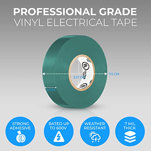 Ohlectric Professional Grad Vinyl Electrical Electrical - 7 Mil grosime - Heavy Duty - Retardant flacără - Rezistent la căldură