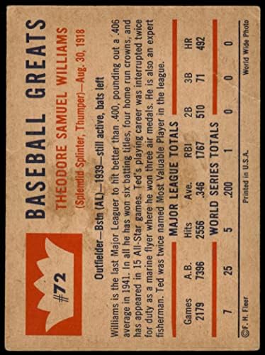 1960 Fleer 72 Ted Williams Boston Red Sox Fair Red Sox