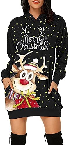 Femei Crăciun rochii Tie-Dye animal imprimate Hanorac Slouchy Hoodie Maneca lunga rochie rochii de seara pentru toamna