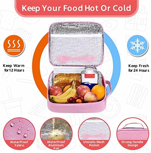 Maison Huis Bento Bento Box pentru copii cu termos cu ciorbă de 8 oz, containere pentru compartimentul de prânz rezistent la scurgeri cu 4 compartimente Bento Box, Thermos Food Jor și geantă de prânz, BPA gratuit, călătorie, școală