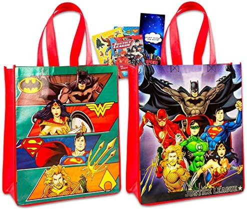 Justice League Tote Bags For Kids, Adulti - 2 PC paddle cu genti de tote Justice League, cu Batman, Superman, Wonder Woman