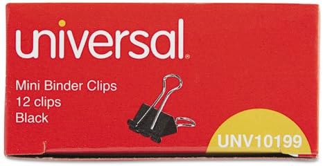 Produse universale - Universal - Clipuri de liant mini, sârmă de oțel, 1/4 cap., 1/2 lățime, negru/argint, duzină - vândut
