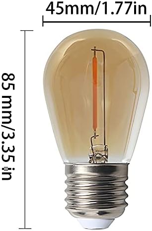 E26 S14 Edison LED bec 1W Vintage șir bec Amber LED FILAMENT bec pentru iluminat interior și exterior, șir de lumină, Patio,