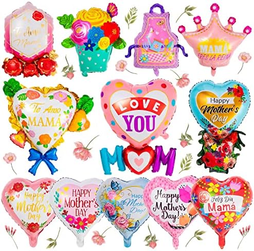 12 buc mame Ziua baloane, fericit Feliz Dia Mama folie baloane, Ziua Mamei inima Mylar baloane pentru cel mai bun mama vreodată