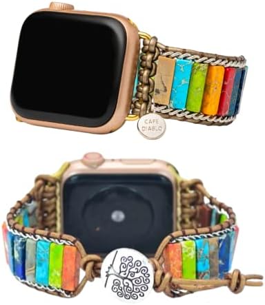 Cape Diablo Brățări Handmade Apple Watch pentru femei - Band de ceas Apple Watch cu cristal natural autentic - Brățară cu ceas
