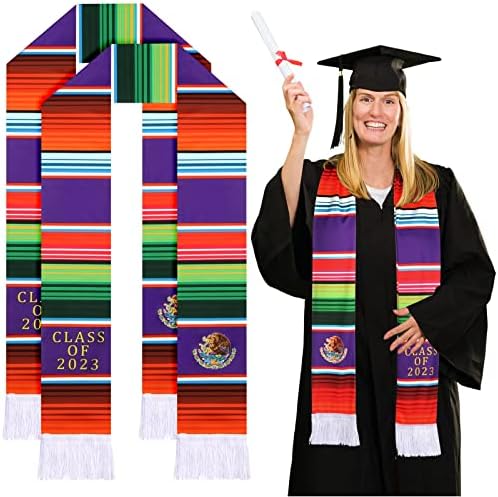 AFOROEOA 2pack Class of 2023 Mexican Graduation Stole Mexican Graduation Sash Mexican Serape Eșarfă pentru absolvire