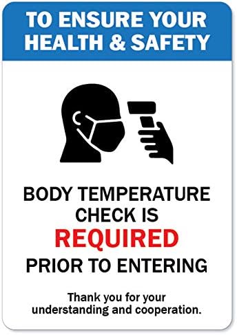 Semn de notificare CovID -19 - este necesară verificarea temperaturii corpului | Grafic de perete de coajă și stick | Protejați