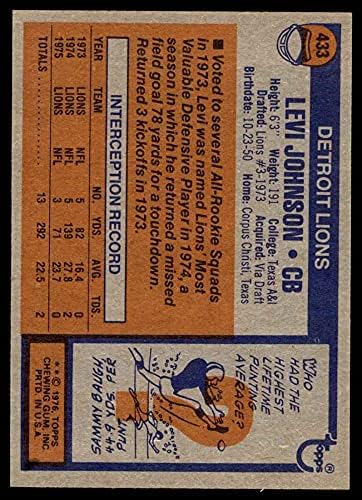 1976 Topps 433 Levi Johnson Detroit Lions NM+ Lions Texas A & M - Kingsville