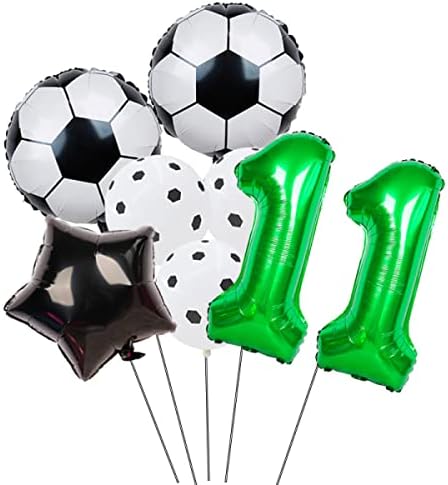 Shikuer Soccer Balloons Set 11th Birthday Decorația 32 '' Numărul 11 ​​Foil Balloon Star Negru pentru copii pentru băieți pentru