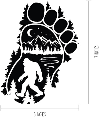 Luloop Designs - Bigfoot Sasquatch în Wilderness Pine Tree Forest Forest Mountain Decal Vinil - negru - 5 x 7