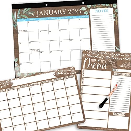 1 Calendar de birou mare de verdeață 2023-2024 Calendar Desk Pad 1 Planificator de masă săptămânal magnetic, 1 calendar magnetic
