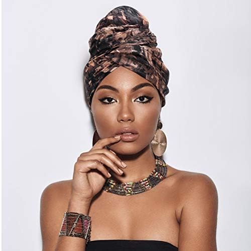 Dreshow Turban Head Wraps for Women African Păr lung eșarfă Shawl Hijab Headscarf Headwrap Accesorii pentru păr