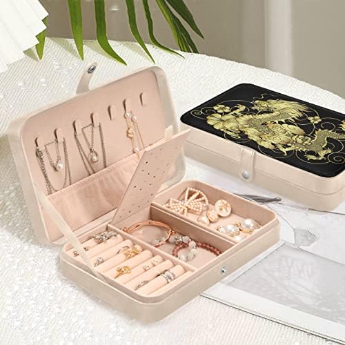 innewgogo aur japonez Dragon mici bijuterii cutie PU piele bijuterii Organizator călătorie domnișoară de Onoare bijuterii cutie