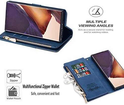 Husă pentru telefon pentru Samsung Galaxy Note 20 Husă pentru portofel Ultra 5G cu Protector de ecran Flip fermoar suport Card