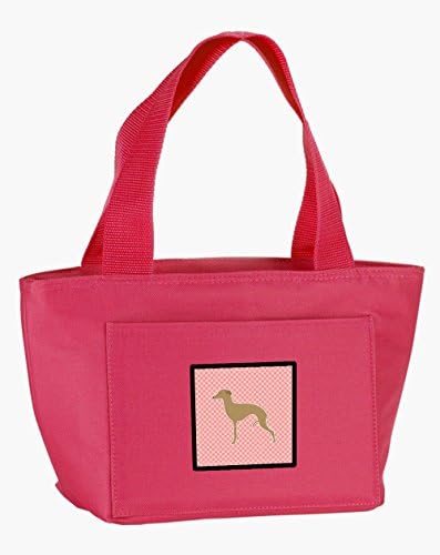 Caroline ' s Treasures BB3614PK - 8808 Italian Greyhound Checkerboard Pink Lunch Bag, cutie de prânz reutilizabilă izolată