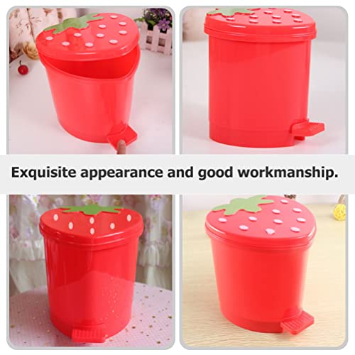 Ipetboom căpșuni coș de gunoi Kawaii mini coș de gunoi cu capac plastic drăguț Decor cameră baie coș de gunoi copii căpșuni