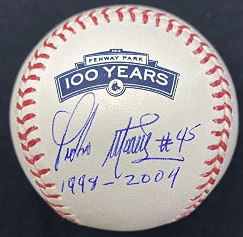 Pedro Martinez 1998-2004 semnat Fenway Park 100th Ann Logo Baseball JSA - Baseballs autografate
