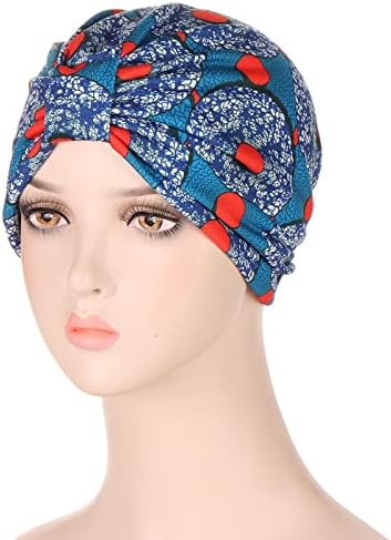 Stretch nod Turban pentru femei floare Headwrap Beanie pălărie Slouchy musulman văl pre-legat Vintage Slouchy craniu capace