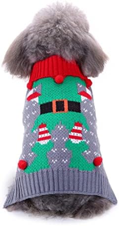 Pantou de Crăciun urât de câine ornaous CINEU CĂUTĂ UGLY, PET DE PET XMAS ELF Tricotat Îmbrăcăminte caldă pentru vacanță （Dimensiune