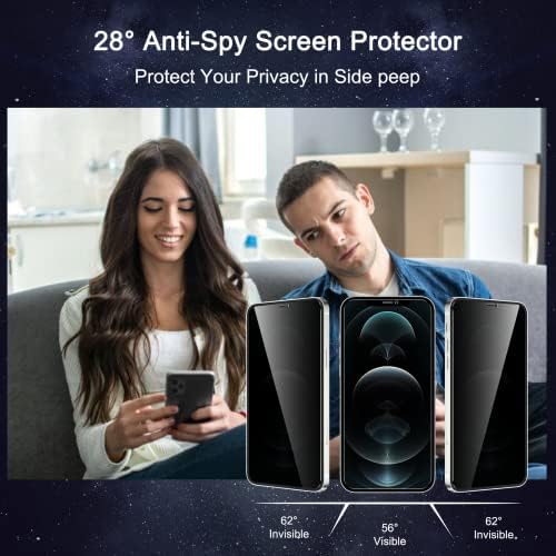 [Pachet 2+3] Ecran de Confidențialitate iPhone 12 Pro Max cu Protector pentru lentile pentru cameră Anti-spion acoperire completă
