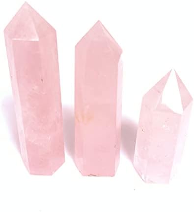 Baghete naturale de cristal vindecare, Roz Rose Quartz obelisc 6 fațete Reiki Chakra pietre, 1lb despre 8-11pcs