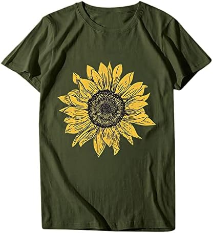Tricou de floarea-soarelui pentru femei cu mânecă scurtă Crewneck drăguț amuzant grafic tee fete adolescente pentru cămașă