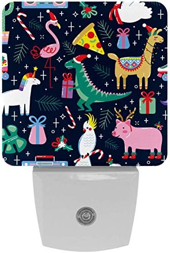 Lumină de noapte LED Crăciun Unicorn porc dinozaur Alpaca lampă de imprimare cu senzor inteligent Dusk to Dawn Sensor, Plug-in