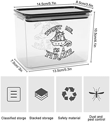 Crede-mă, sunt o cutie de depozitare a piraților, Cutii de containere din plastic, organizator de alimente, cu capac pentru