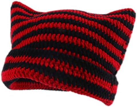Femei de iarnă pentru pisici de iarnă pălării pălărie moale cu dungi tricotate la modă Croșetă caldă pălării tricotate împletite