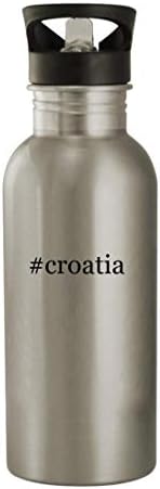 Cadouri Knick Knack Croatia - Sticlă de apă din oțel inoxidabil de 20oz, sticlă de apă exterioară, argintiu