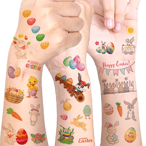 Darklater Paște Tatuaje temporare pentru copii, 20 de coli de euro de Paște Egg Bunny Chick Tatuaje Autocolante pentru băieți