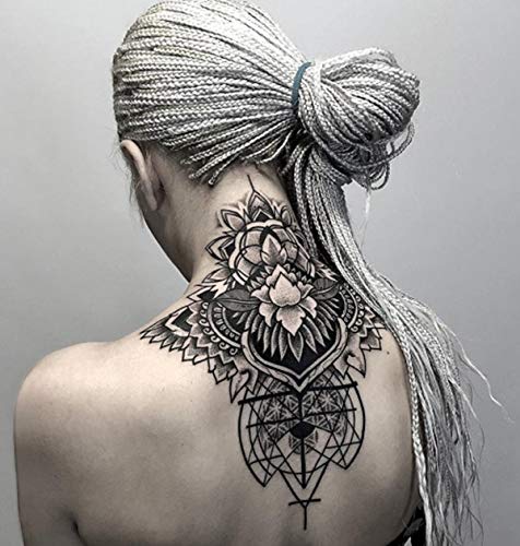 Tatuaje florale Temporare Extra mari adulți pentru femei gât temporar Temp de lungă durată realist fals tatuaj unic Mandala
