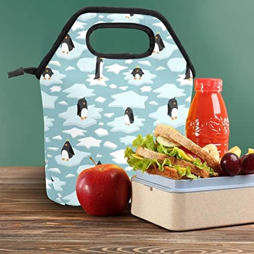 GUEROTKR sac de prânz pentru bărbați,cutie de prânz izolată, cutie de prânz pentru adulți, model de ocean pinguin animal fără