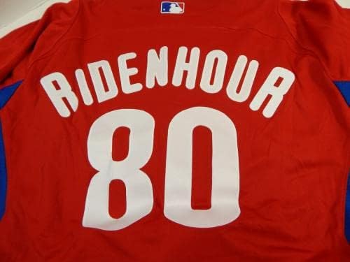 2011-13 Philadelphia Phillies Lee Ridenhour 80 Game folosit Red Jersey St BP 48 95 - Joc folosit MLB Jerseys