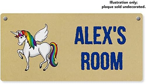 Azeeda 'Rainbow Unicorn' Placă Mare De Perete Din Lemn / Semn De Ușă