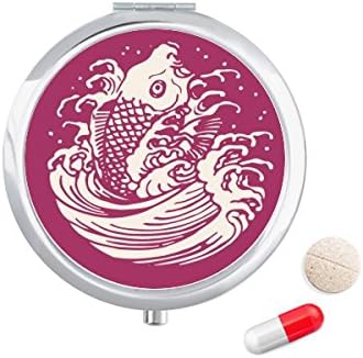 Pictură roșie cultură japoneză pastilă pește carcasă de buzunar medicament de depozitare cutia de containere