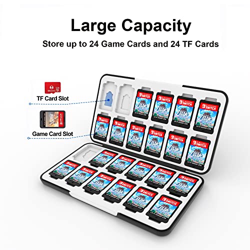 Tuvowak comutator de card de joc card Nintendo Joc de comutare și card micro SD, 24 sloturi Suport de stocare cu căptușeală