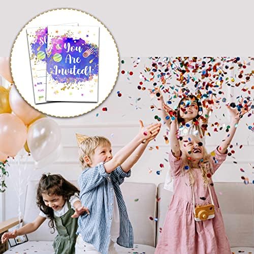 Invitații de ziua de naștere Galaxy Slumber cu plicuri - Card de invitație pentru petreceri de naștere pentru fete/băieți -
