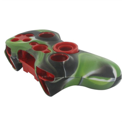 EforBuddy Silicon Moale Protector Skin Happing pentru controlerul Xbox 360, modelul camo, negru, verde