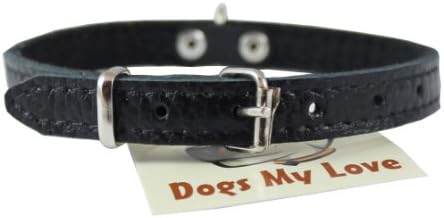 Guler de câine pa căptușit din piele autentică X-Small 11 x1/2 se potrivește cu 8 -10 gât, Chihuahua, Yorkshire terrier, cățeluși