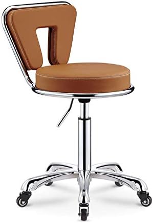 Scaun de birou pe roată ， scaun de pian cu scaun galben PU sintetic din piele ， Înălțime reglabilă 70-84 cm ， greutate suportată