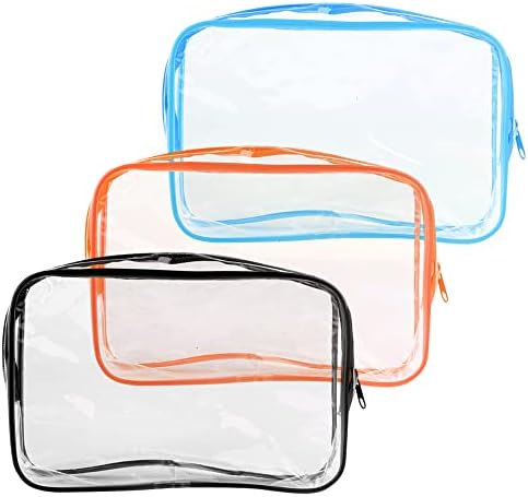 iDeep Clear Toiletry Bag, 3 Pack Quart Size Travel Bag Clear Cosmetic Makeup Bags wih fermoare pentru femei bărbați vacanță,