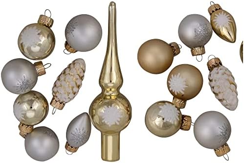 Decorațiuni - 15ct argintiu de aur mini arbore mini copac topper set de ornament de sticlă - XMAS10