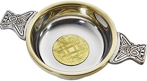 I LUV LTD Scottish Celtic Quaich Gold Color Brass Brass Medium Bol degustare Ideal gravabil