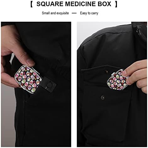Pilula cutii Day of the Dead Sugar Craniu Medicină în formă de pătrat Tabletă Carcasă portabilă Pilula Pilula Vitamina Container