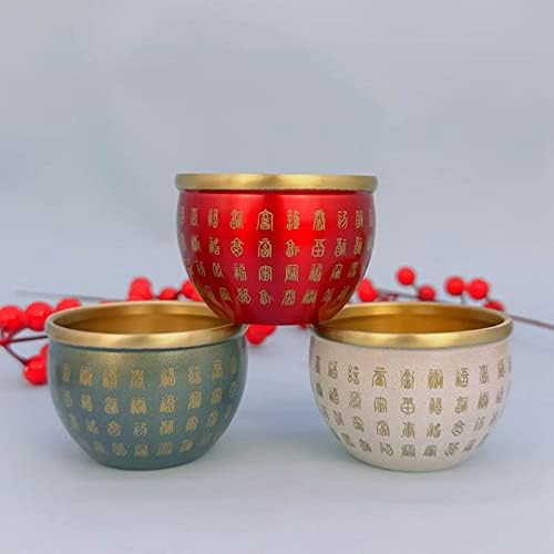 Colcolo Brass Feng Shui Bowl Bai Fu Bowl Desktop Decor Ornament Chineză Tradițional Comoră pentru noroc, roșu